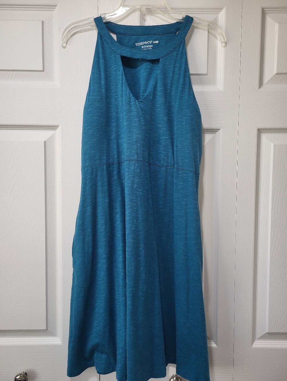 Toad&Co Teal Blue/green Sleeveless V‑Neck Swing Dress, Size XL